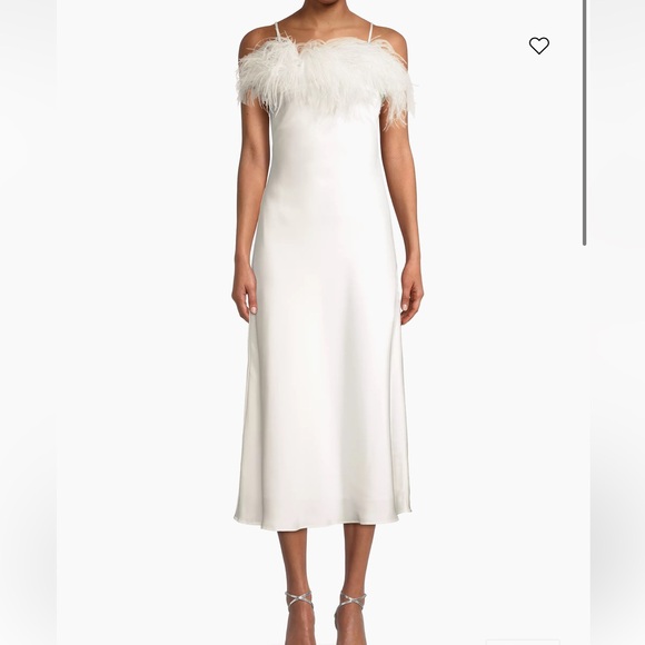 Revolve Feather Trim White Satin Maxi Dress - Picture 6 of 6